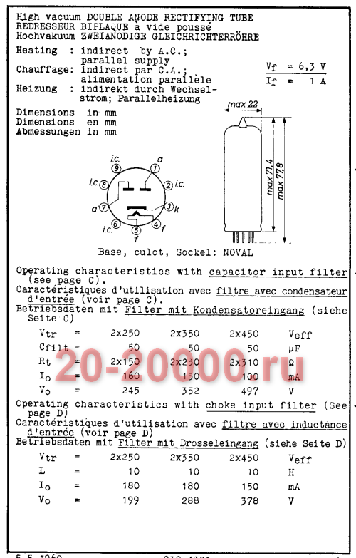 Радиолампа EZ81 характеристики