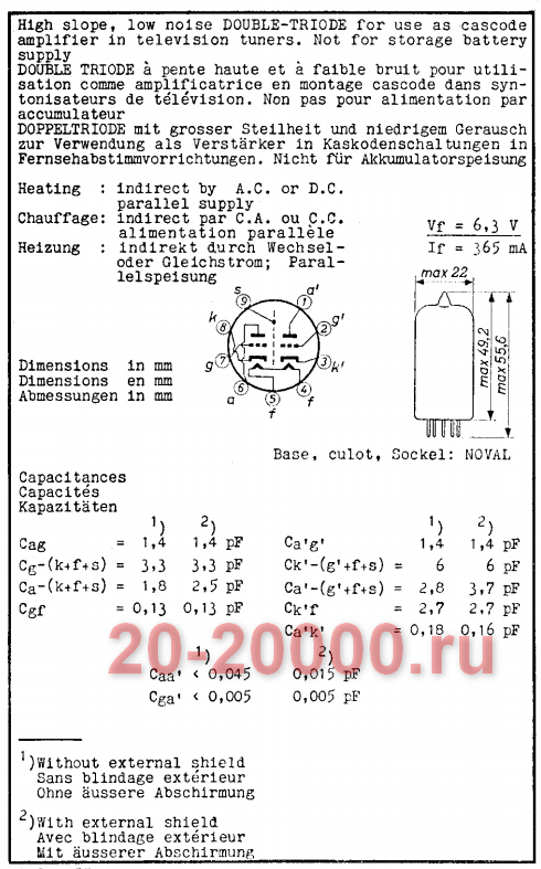 Радиолампа ECC88 характеристики