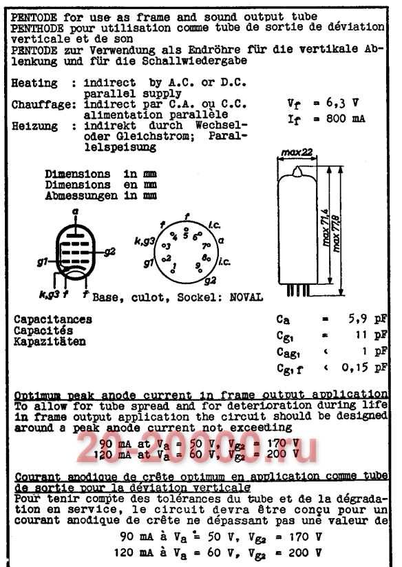 Радиолампа EL82 параметры
