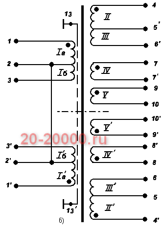 Трансформатор ТС-130-1 схема