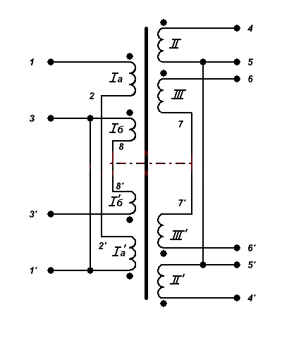 Трансформатор ТС-40-5 схема
